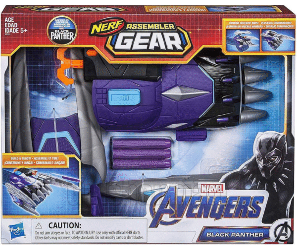 Marvel Avengers Black Panther Nerf Assembler Gear Dart Blaster Toy