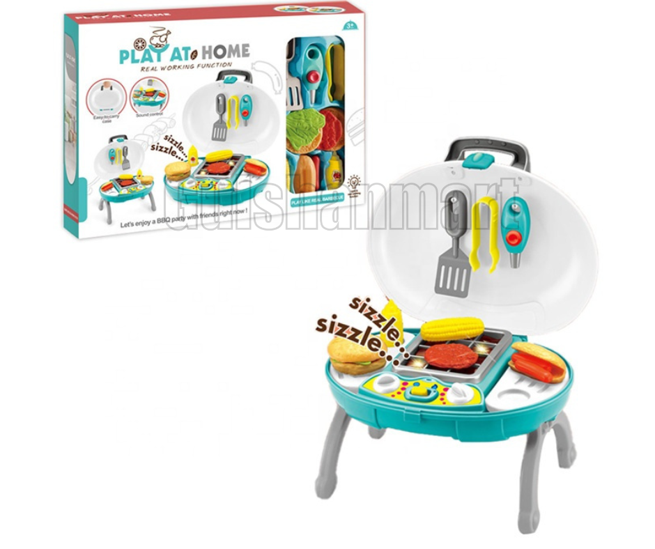 Kids BBQ Grill Playset – Portable Pretend Barbecue Toy with Accessories and Food – Interactive Role Play Kitchen Set for Toddlers and Children