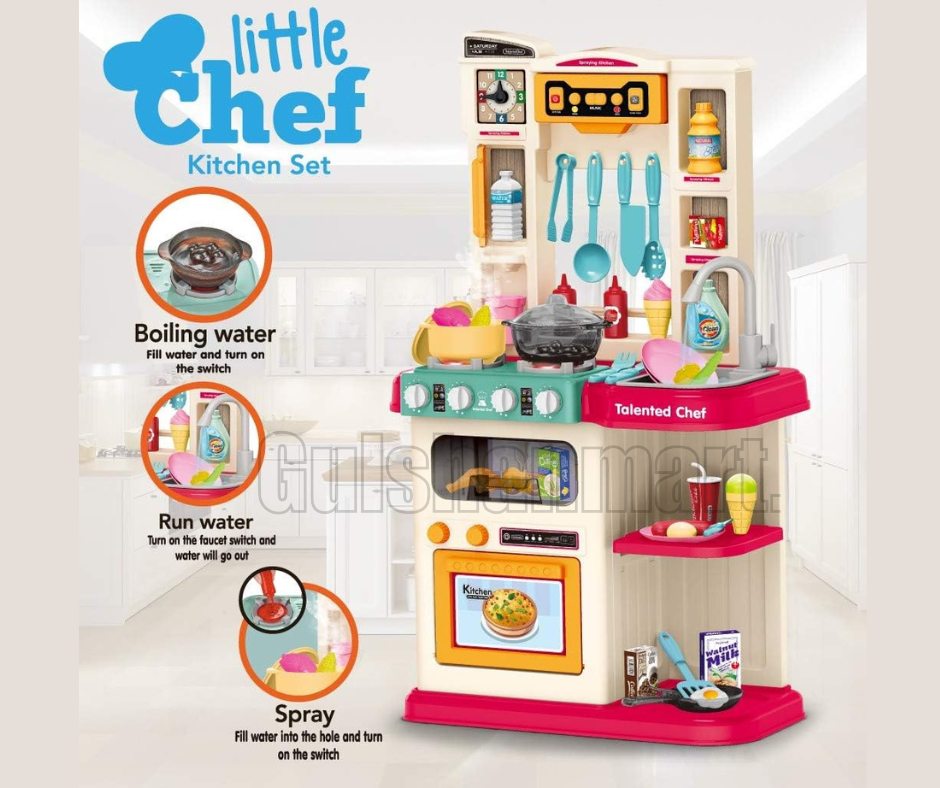 Little Chef Kitchen Set for Kids – Interactive Pretend Play Cooking Station with Realistic Sounds, Lights, Water Spray & Accessories – Talented Chef Role Play Toy for Boys & Girls Ages 3+
