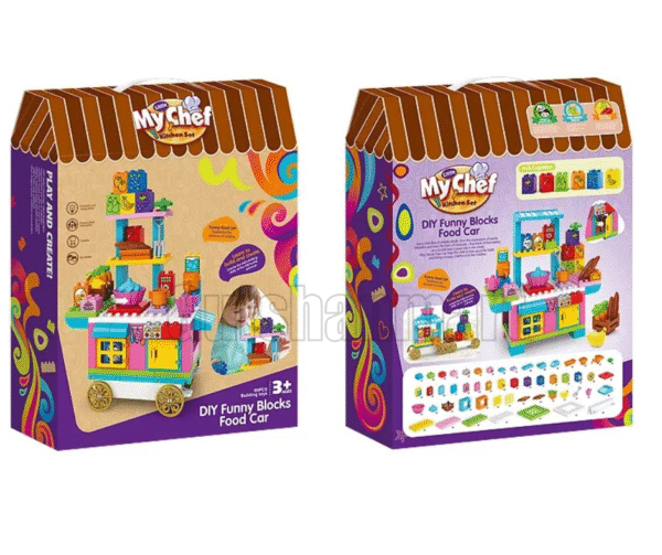"My Chef Kitchen Set - DIY Funny Blocks Food Car (Building Toy for Kids 3+)"