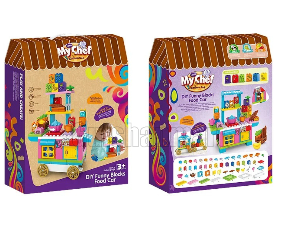 "My Chef Kitchen Set - DIY Funny Blocks Food Car (Building Toy for Kids 3+)"