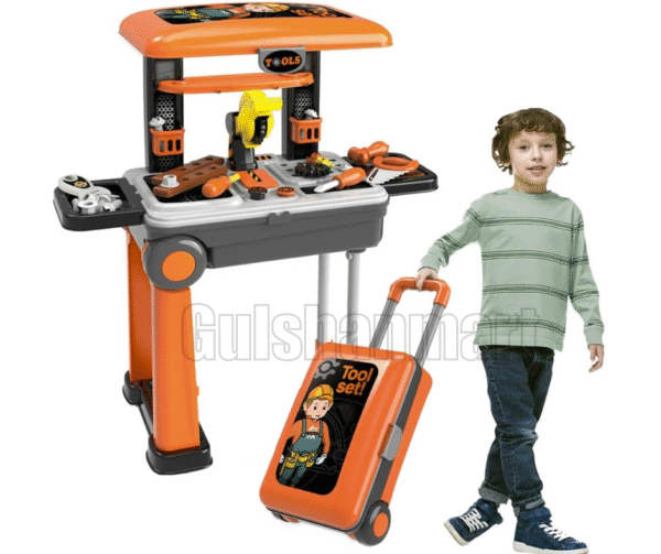 2-in-1 Deluxe Tool Set with Rolling Trolley – Kids Construction Play Set - Image 2