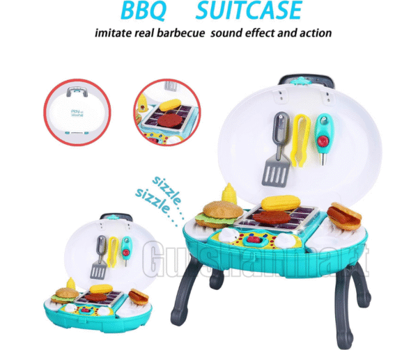 Kids BBQ Grill Playset – Portable Pretend Barbecue Toy with Accessories and Food – Interactive Role Play Kitchen Set for Toddlers and Children - Image 4