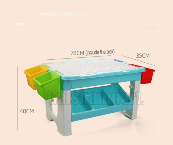 Multi-Activity Kids Building Block Table with Storage Boxes – 78cm - Image 6