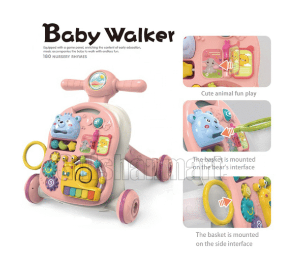 2-in-1 Motorcycle Style Baby Walker with Activity Game Table - Image 3