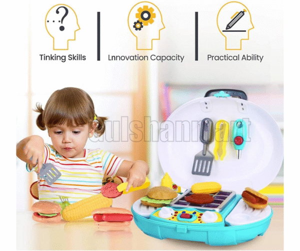 Kids BBQ Grill Playset – Portable Pretend Barbecue Toy with Accessories and Food – Interactive Role Play Kitchen Set for Toddlers and Children - Image 5