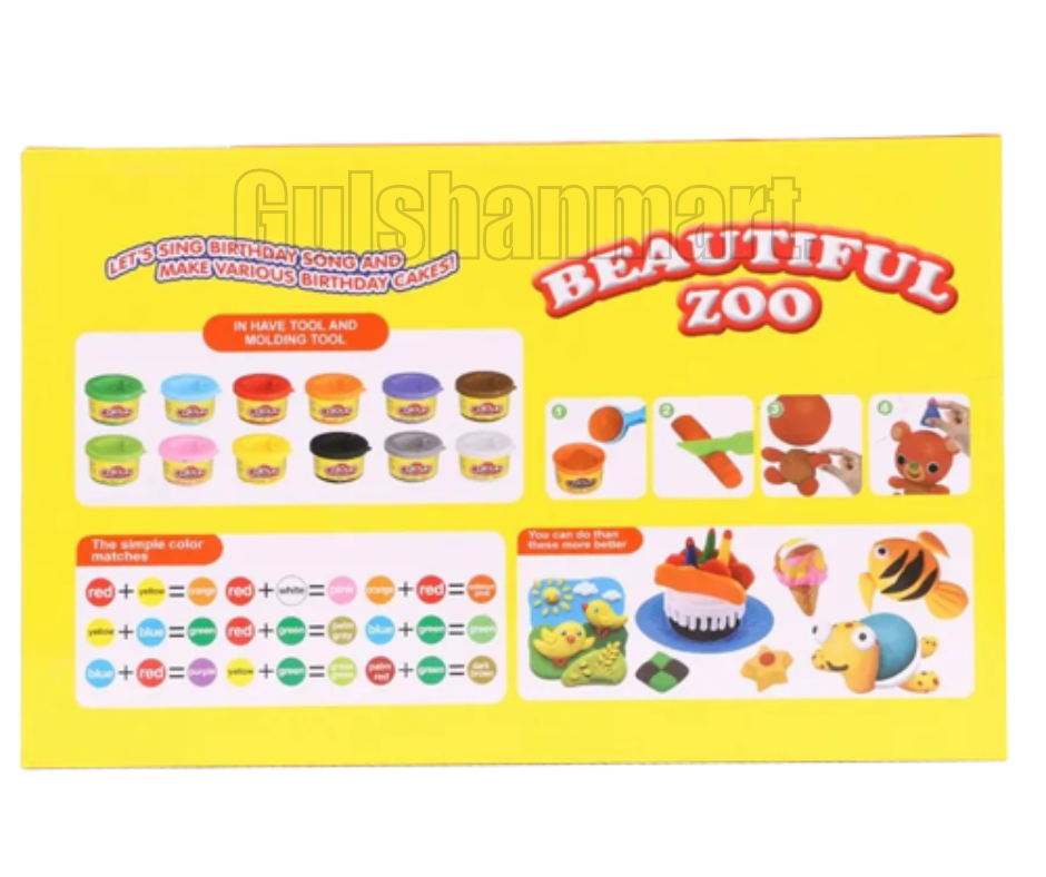 Beautiful Zoo Color Dough Playset – 12-Pack Non-Toxic Modeling Clay with Animal Molds for Kids – Soft, Recyclable, Creative Craft Kit for Ages 3+
