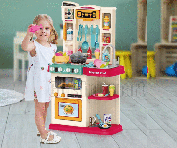 Little Chef Kitchen Set for Kids – Interactive Pretend Play Cooking Station with Realistic Sounds, Lights, Water Spray & Accessories – Talented Chef Role Play Toy for Boys & Girls Ages 3+ - Image 2
