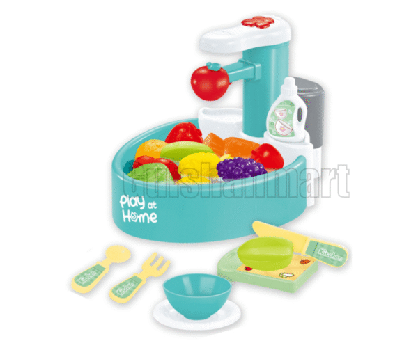 Play at Home Real Working Sink Toy Set for Kids – Sensor-Controlled Battery Operated Kitchen Play Set with Running Water, Dishes, Fruits & Utensils – Pretend Role-Play Washing Set (3+ Years) - Image 3