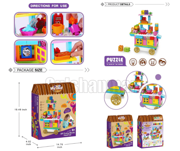 "My Chef Kitchen Set - DIY Funny Blocks Food Car (Building Toy for Kids 3+)" - Image 3