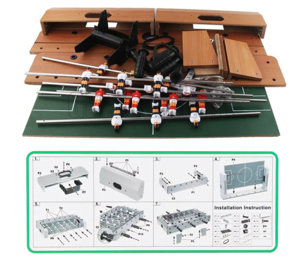 Wooden Mini Foosball Table Football Game Set - Image 5