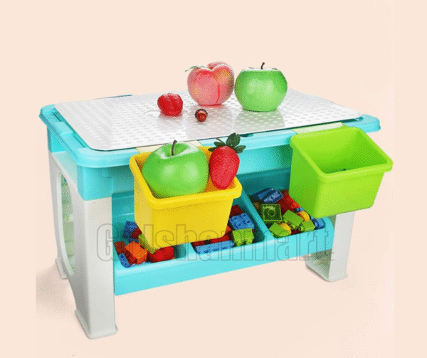 Multi-Activity Kids Building Block Table with Storage Boxes – 78cm - Image 3