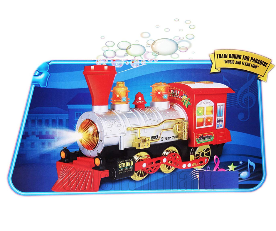 Musical Bubble Steam Train Toy – Light-Up Locomotive Engine with Motion, Music & Bubble Maker – Includes Bubble Solution – Fun Toy for Toddlers & Kids Ages 3+