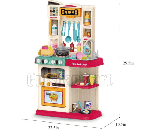 Little Chef Kitchen Set for Kids – Interactive Pretend Play Cooking Station with Realistic Sounds, Lights, Water Spray & Accessories – Talented Chef Role Play Toy for Boys & Girls Ages 3+ - Image 5
