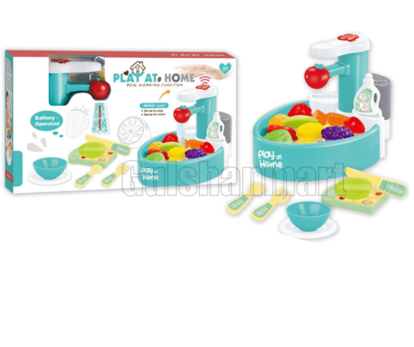Play at Home Real Working Sink Toy Set for Kids – Sensor-Controlled Battery Operated Kitchen Play Set with Running Water, Dishes, Fruits & Utensils – Pretend Role-Play Washing Set (3+ Years) - Image 4