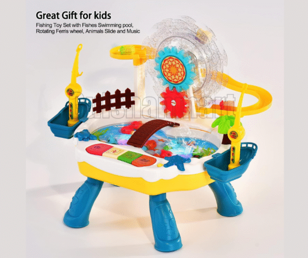 Funny Fishing 2-in-1 Toy Set with Ferris Wheel, Train Slide & Music | USB Rechargeable Water Play Game - Image 3
