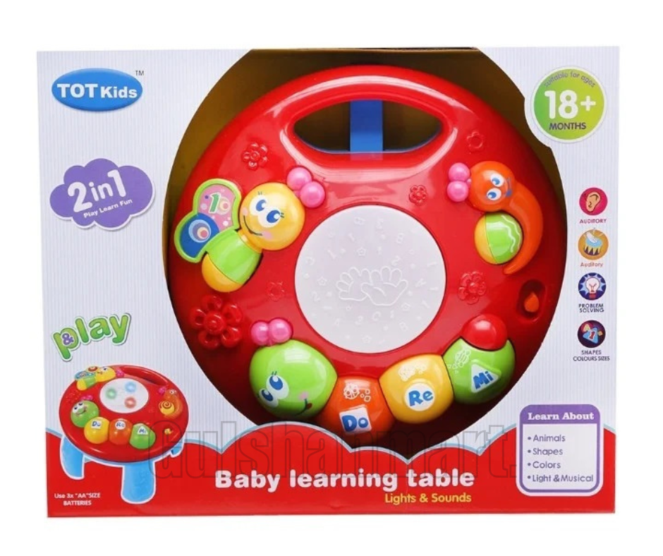2-in-1 Baby Hand Drum Learning Table | Musical Activity Toy with Lights, Sounds & Educational Buttons