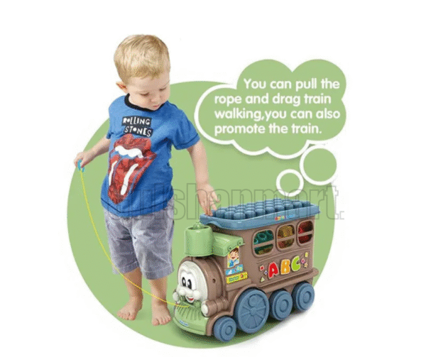 2-in-1 Soft Rubber Blocks Train – Pull-Along Building Toy for Kids - Image 4