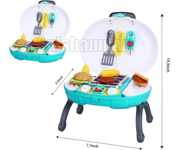 Kids BBQ Grill Playset – Portable Pretend Barbecue Toy with Accessories and Food – Interactive Role Play Kitchen Set for Toddlers and Children - Image 3