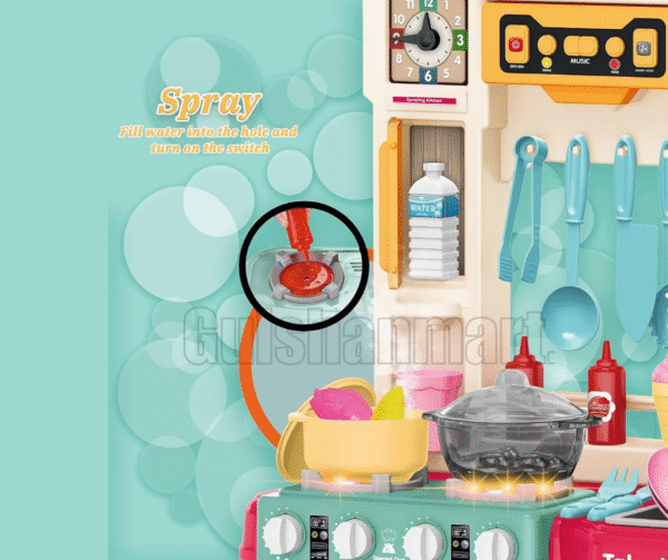 Little Chef Kitchen Set for Kids – Interactive Pretend Play Cooking Station with Realistic Sounds, Lights, Water Spray & Accessories – Talented Chef Role Play Toy for Boys & Girls Ages 3+ - Image 3