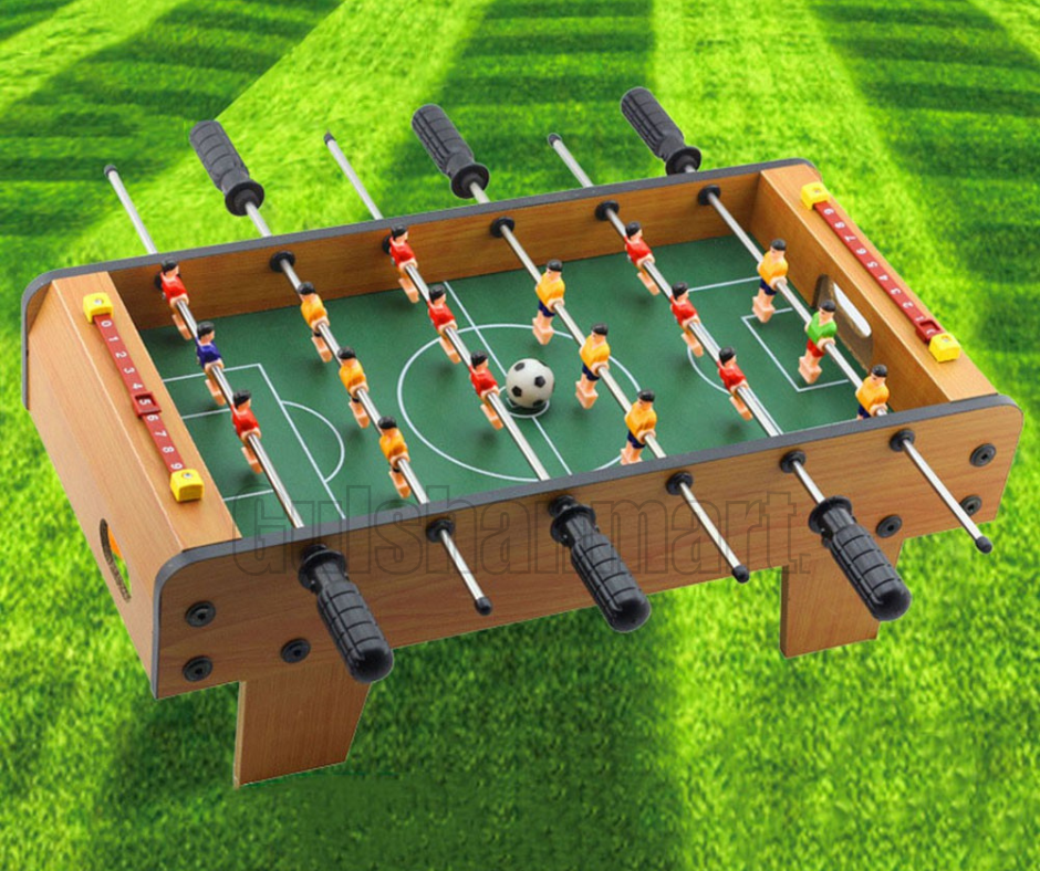 Mini Tabletop Foosball Game – Wooden Soccer Table with Steel Rods & Scoreboard | Indoor Game for Kids & Adults