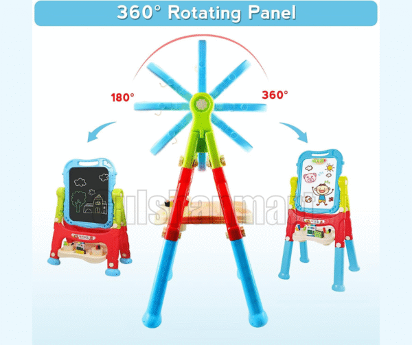 2-in-1 Adjustable Double-Sided Kids Art Easel with Accessories – Magnetic Whiteboard & Blackboard - Image 5