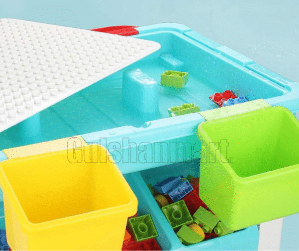 Multi-Activity Kids Building Block Table with Storage Boxes – 78cm - Image 4