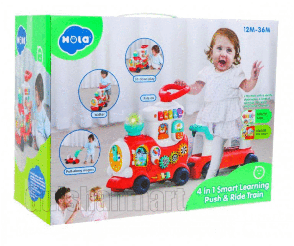 4-in-1 Smart Learning Push & Ride Train Toy – Lights, Sounds & Educational Activities for Toddlers (12–36 Months)