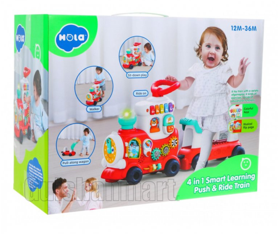 4-in-1 Smart Learning Push & Ride Train Toy – Lights, Sounds & Educational Activities for Toddlers (12–36 Months)